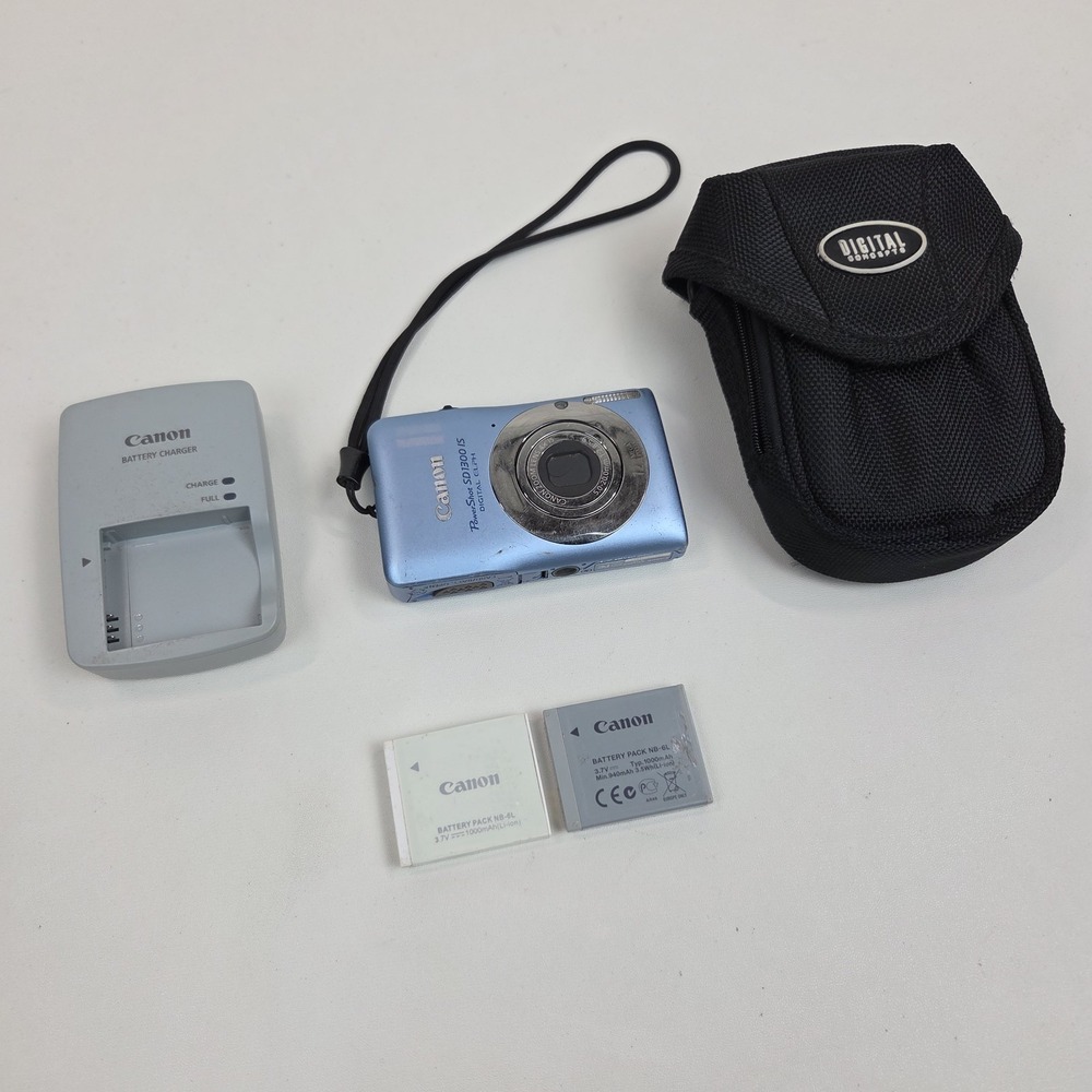 Canon PowerShot SD1300 IS 12.1MP Digital ELPH Blue Tested w/ Charger 2 Batteries